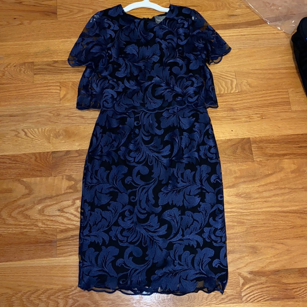 Phase Eight Black blue embroidered floral dress
